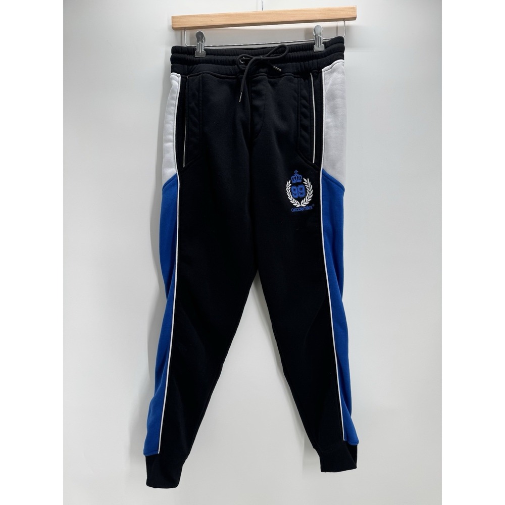 Akademiks Jogger Sweatpants Mens Large Black Cargo Y2K Streetwear Poly